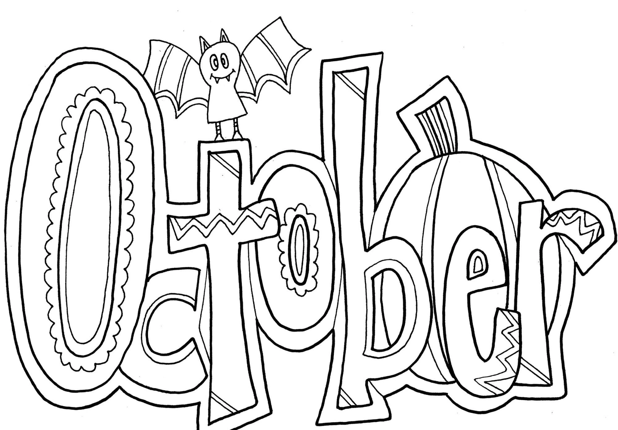 October lettering coloring book